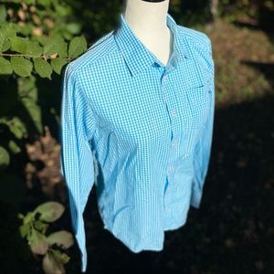George Size XL Blue Gingham Long Sleeve Button Down Shirt